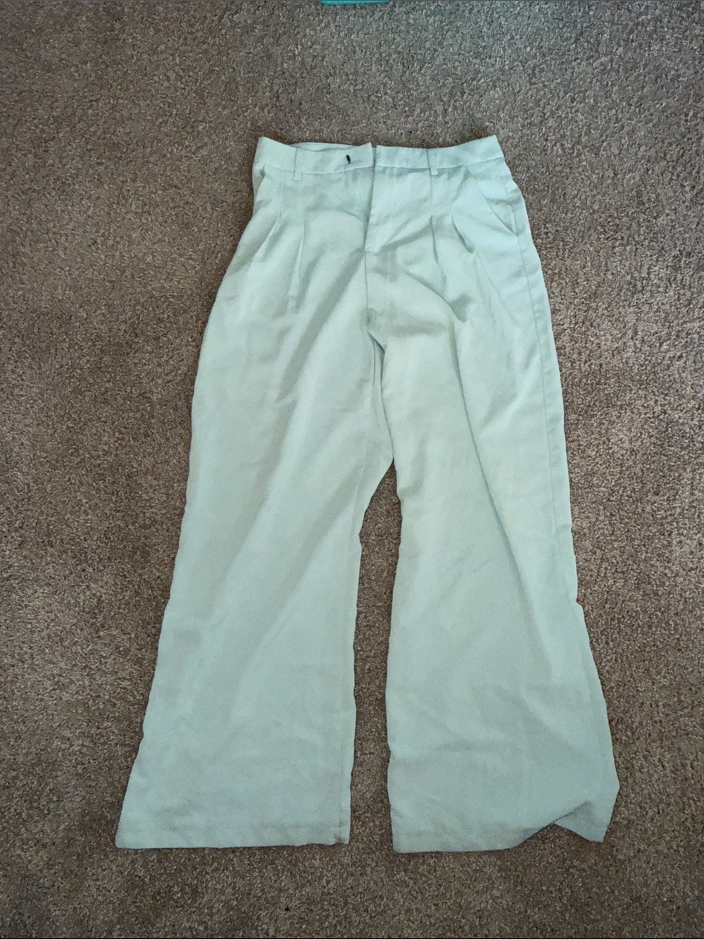 Wide-Leg High-Waist Trousers in Light Mint